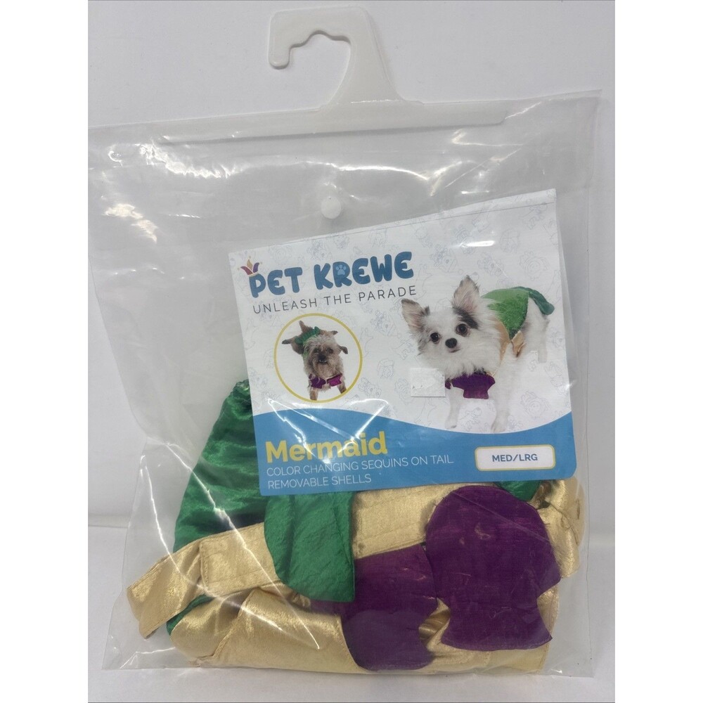Pet Costume Mermaid Dog Halloween Bling Sequins MEDIUM LARGE - NEW